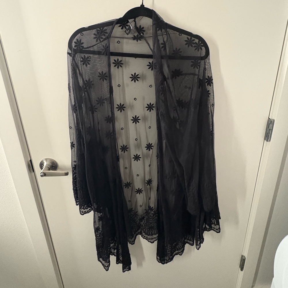 Torrid Sheer Embroidered Floral Kimono